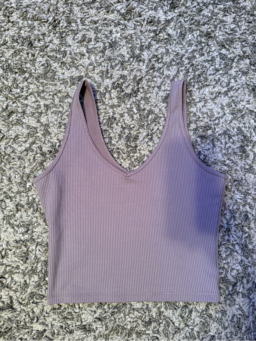 Ribbed Lavender V-Neck Crop Tank Top